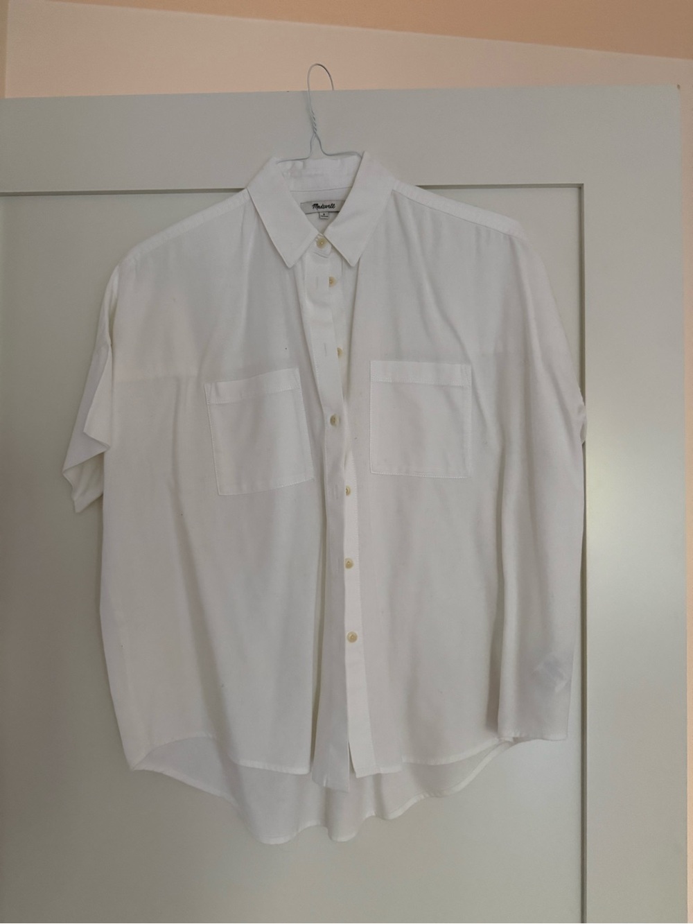 Madewell White Short-Sleeve Button Front Blouse